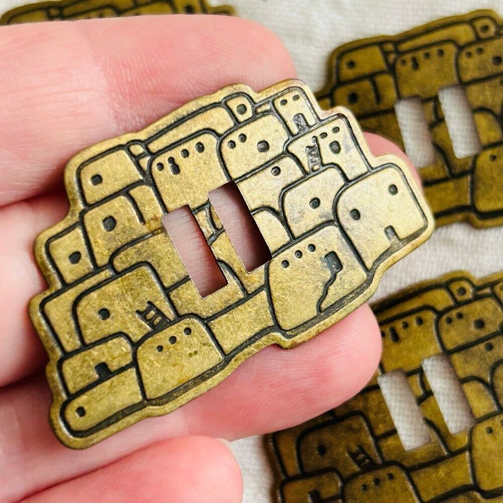 (4) Pueblo 2" Slotted Concho Antiqued Brass Leathercraft Southwestern Village Ta